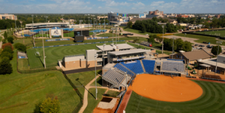 Aerial photo of the soccer and softball complex at University of Kentucky