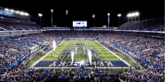Wide shot of Kroger Field at night