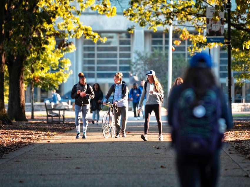 Students walk on campus