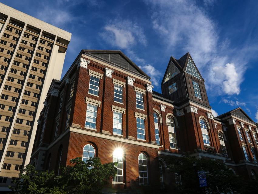 This is a photo of UK's Main Building and Patterson Office Tower. 