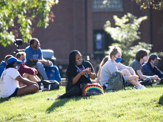 Group of students on the lawn