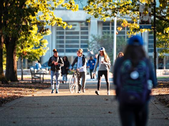 Students walk on campus