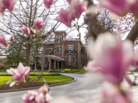 This is a photo of Maxwell Place in the spring. This is the home of the University of Kentucky president. 